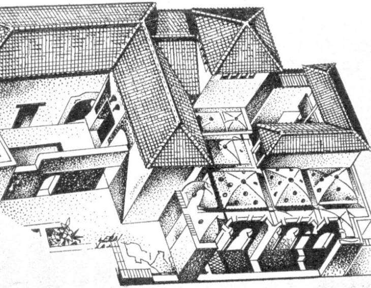 K�z�pkori andal�ziai f�rd� rekonstru�lt rajza [Forr�s: Greus, Jes�s (1988): As� viv�an en al-Andalus. Anaya, Madrid, 34. o.]