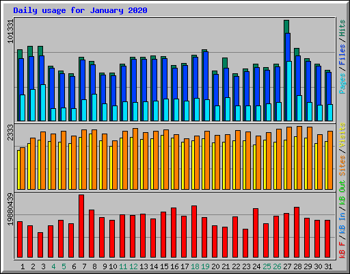 Daily usage for January 2020