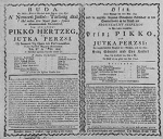 23.Az els magyar nekesjtk, a Pikk herceg s Jutka–Perzsi bemutatjnak sznlapja. Buda. Reischl-hz, 1793. mj. 6. OSzK SzT, Sznlapgyjtemny