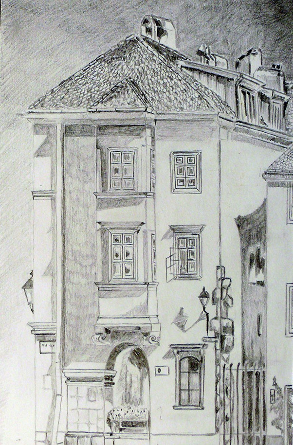 27. ábra – Sopron. Tanulmányrajz grafitceruzával . Hallgatói munka. Festészet – grafika fakultáció I.