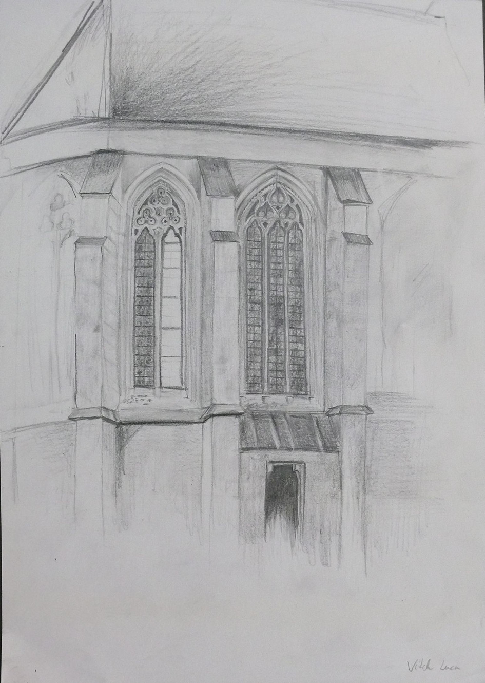 28. ábra – Sopron. Tanulmányrajz grafitceruzával . Hallgatói munka. Festészet – grafika fakultáció I.