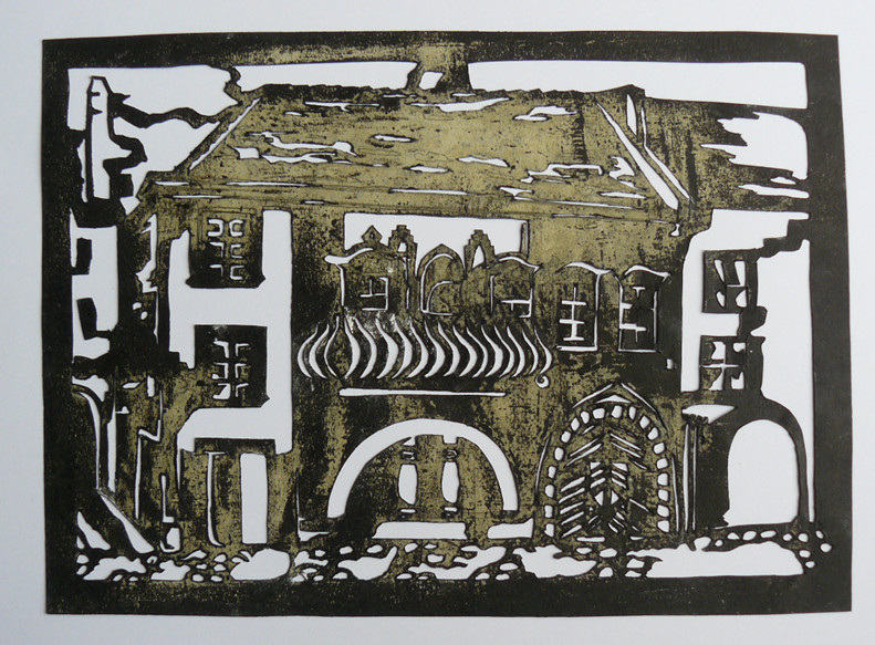 35. ábra – Papírdúc magasnyomáshoz. Hallgatói munka. Festészet – grafika fakultáció. I.