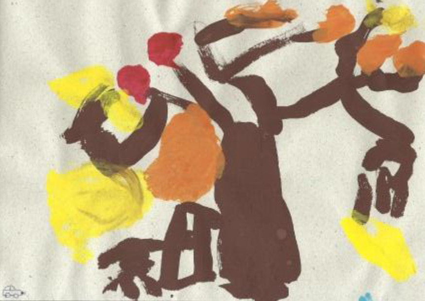 78. ábra – Őszi erdő festése meleg színekkel Németh Réka gyűjtése (tempera technika)