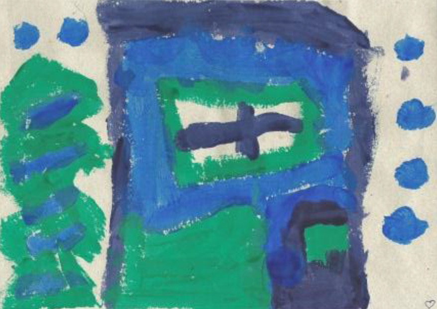 79. ábra – Téli táj festése hideg színekkel Németh Réka gyűjtése (tempera technika)