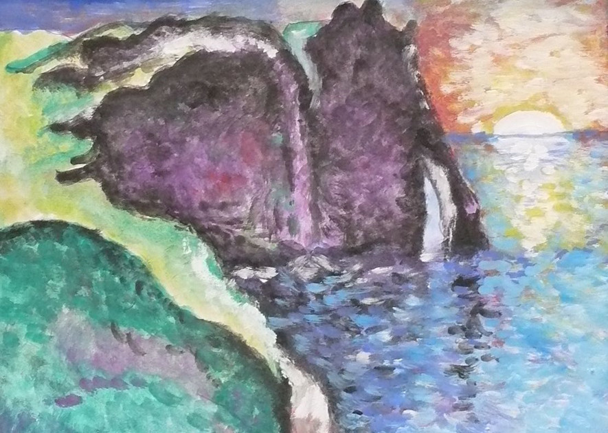 108. ábra – Festménykiegészítés. /Napszakvariáció/ tempera. I. éves óvodapedagógus hallgató munkája (f)