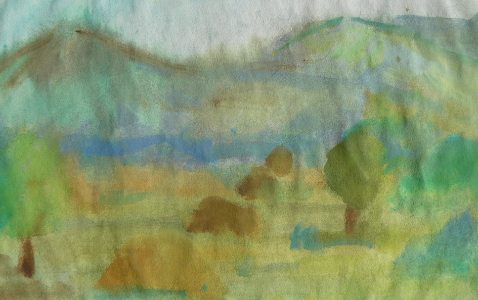 111. ábra – Tájkép. vízfesték - tempera. I. éves óvodapedagógus hallgató munkája