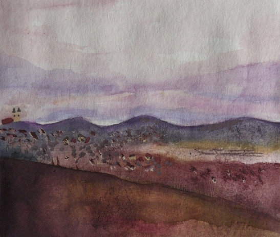 113. ábra – Tájkép. vízfesték – tempera. Hallgatói munka. Festészet – grafika fakultáció II.