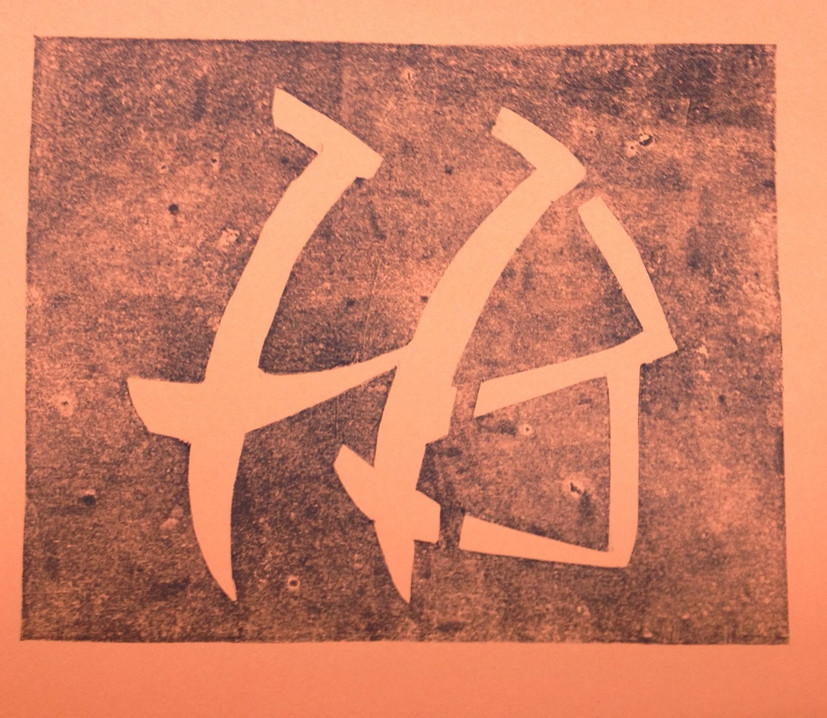 136. ábra – Monogram. Színes papírra nyomtatott papírmetszet. II. éves óvodapedagógus hallgató munkája