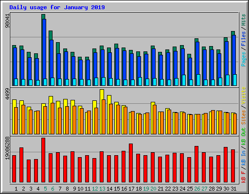 Daily usage for January 2019