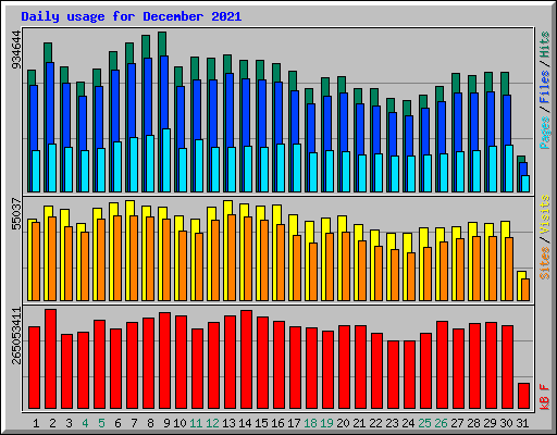 Daily usage for December 2021